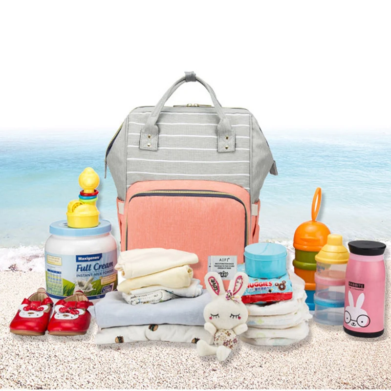 Полосатая контрастная сумка для мамы дорожная Детская ухода за подгузниками с