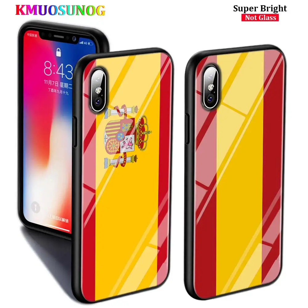 Черный чехол для iPhone 11 11Pro Max испанские национальные флаги для iPhone X XR XS Max 8 7 6 6S Plus 5S глянцевый чехол для телефона