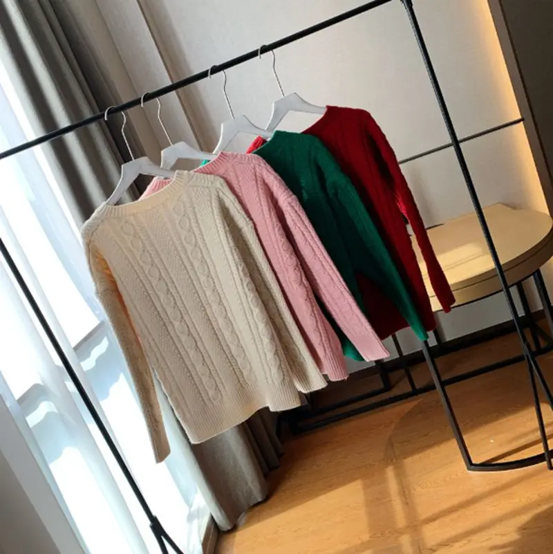 

Juice Snow 2020 Autumn And Winter New Gentle Wind Soft Waxy Comfortable V-Neck Solid Color Twisted Long-Sleeved Knitted Sweater