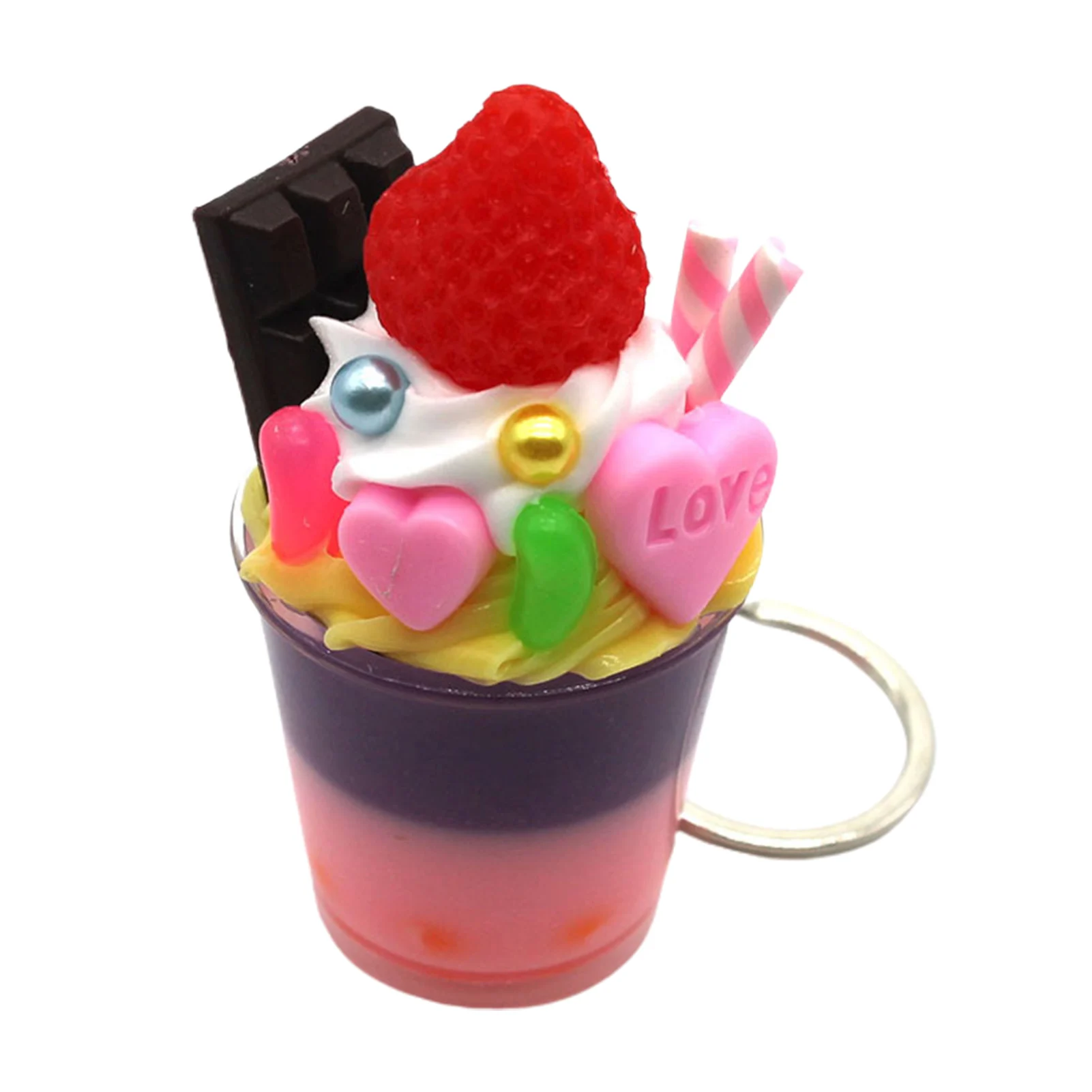 

Simulation Pearl Ice Cream Cup Keychain Bag Pendant Hanging Decor Gift Kids Educational Toys for Children Gifts