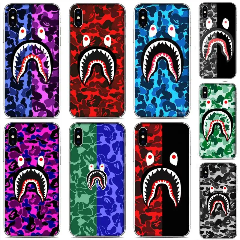 

Camouflage Bath Ape Phone Case For Clear-Iphone 5 5s se 6 6s 7 8 11 12 X Xs Xr Pro Plus Max Mini Cover