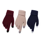 Женские кашемировые вязаные перчатки, жаккардовые перчатки для сенсорного экрана, теплые перчатки, лыжные перчатки, плюшевые перчатки, походные перчатки