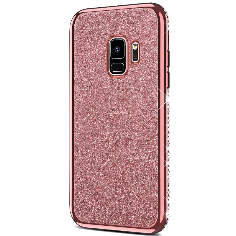 A10 A20 A20E палец кольцо чехол для ювелирных изделий, samsung Galaxy A30 A40 A50 A70 M20 J6 A6 A7 A8 плюс A5 мягкий блеск Алмазный чехол для iPhone X - Цвет: RoseGod
