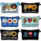 Косметичка Peace Love Sunshine для женщин, косметичка, красивая собака, цветок, Женский держатель для помады, подарочная сумка