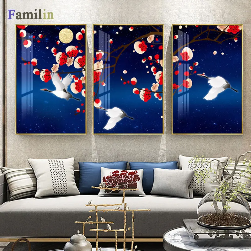 Китайский красный дворцовый настенный художественный холст картина Принт