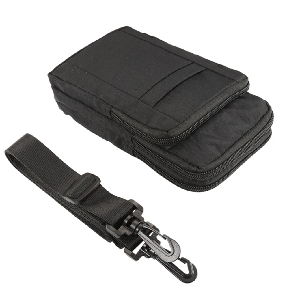 

Мужской с ремешком, износостойкий походный уличный мягкий поясной чехол, Дорожный чехол на молнии, двойной телефон, ударопрочный нейлоновы...