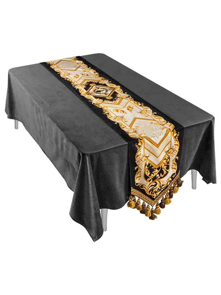

European-style retro table flag bed flag ins European-style British TV cabinet tea table custom tablecloth bed end flag set
