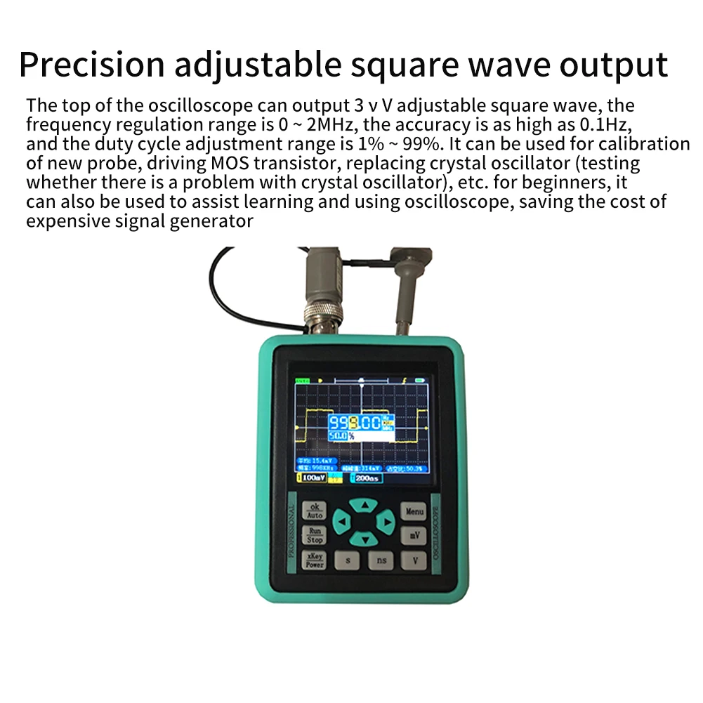 

DSO1511E 2.4inch Display Mini Handheld Digital Oscilloscope Car Repair 120M Bandwidth USB Rechargeable Waveform Storage Portable