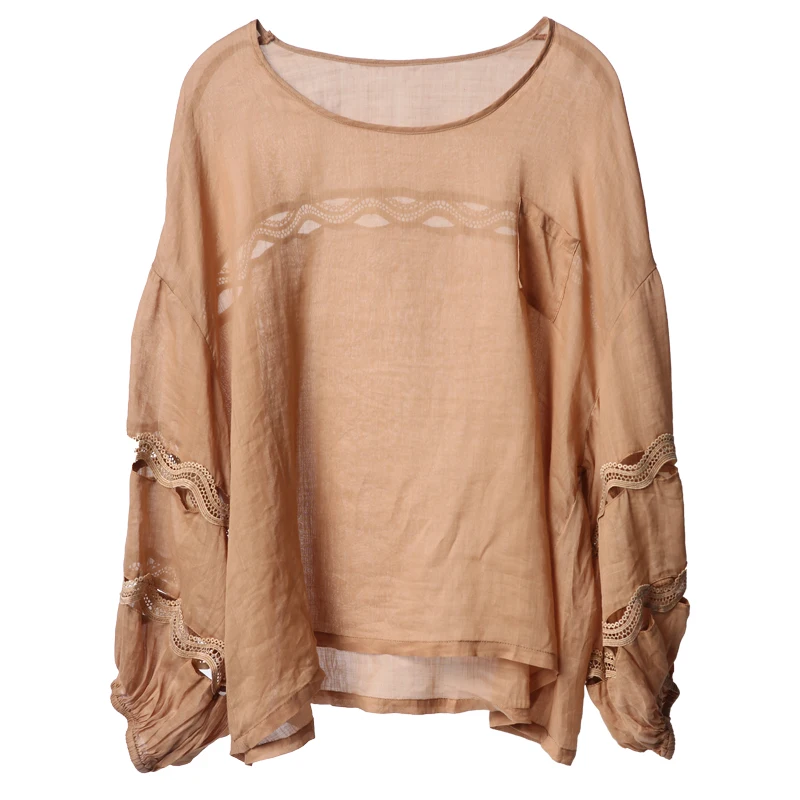 Женская кружевная рубашка с пышными рукавами MICOCO C7010 | одежда