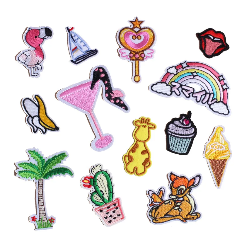 

Mouth,Rainbow Banana Cactus Boat Embroidery Patches for Kids Clothing Iron on Diy Patch Cute Decorations Sewing Accessories