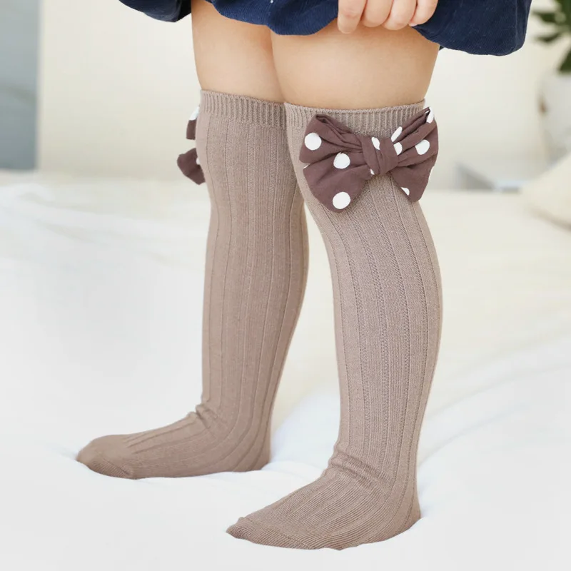 

Baby Girl Knee High Socks with Polka Dot Bowknot Baby Knee Sock Knitted Long Sock Autumn Spring Accessories