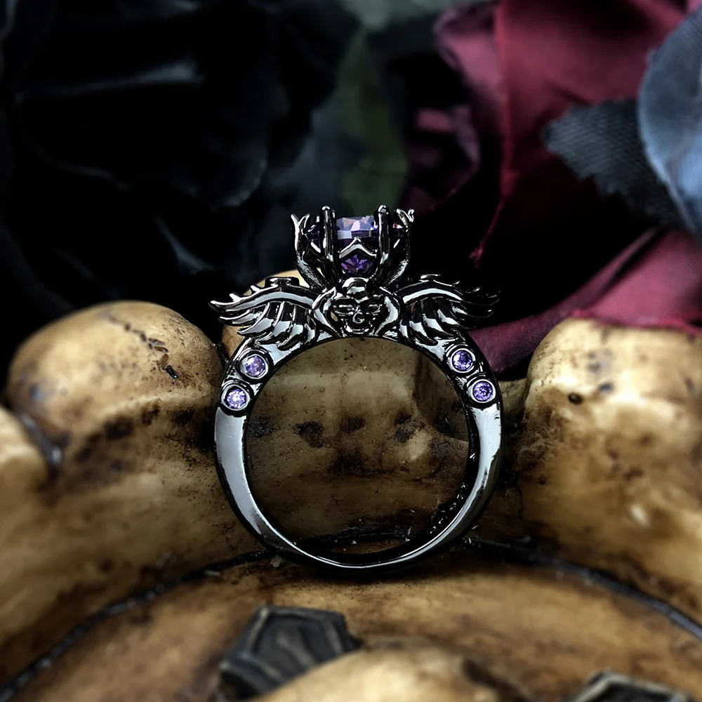 Кольцо Goth для женщин скелет кольцо с черепом в стиле панк крылья дьявола мужские