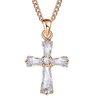 fashion cross necklace ladies crystal pendant cubic zirconia long necklace with chain women zircon pendant