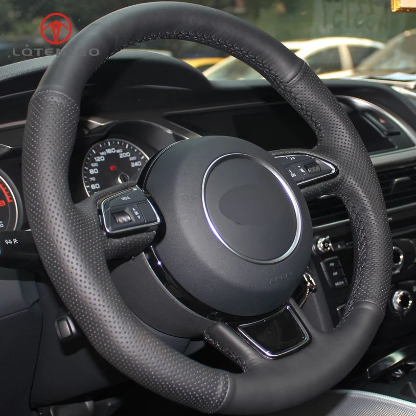 LQTENLEO черная искусственная кожа DIY для Audi A1 A3 A4 2015 2016 A7 2012 2018 S7 2013 RS7 2014 2015|car steering wheel