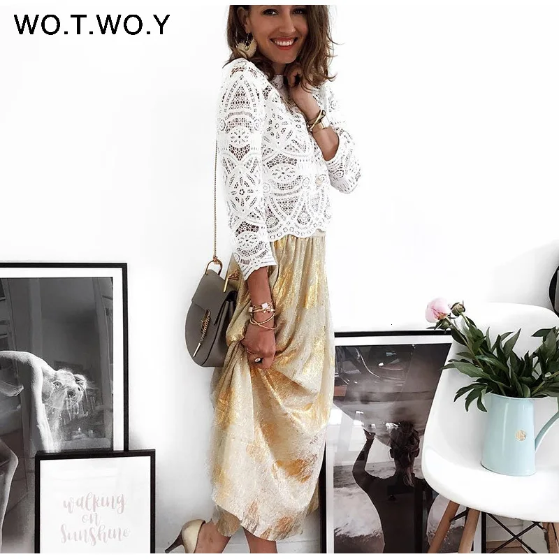 WOTWOY белая открытая блузка женская кружевная уличная рубашка Boho в Корейском Стиле Лолита женские топы молочные шелковые блузки женские рубашки