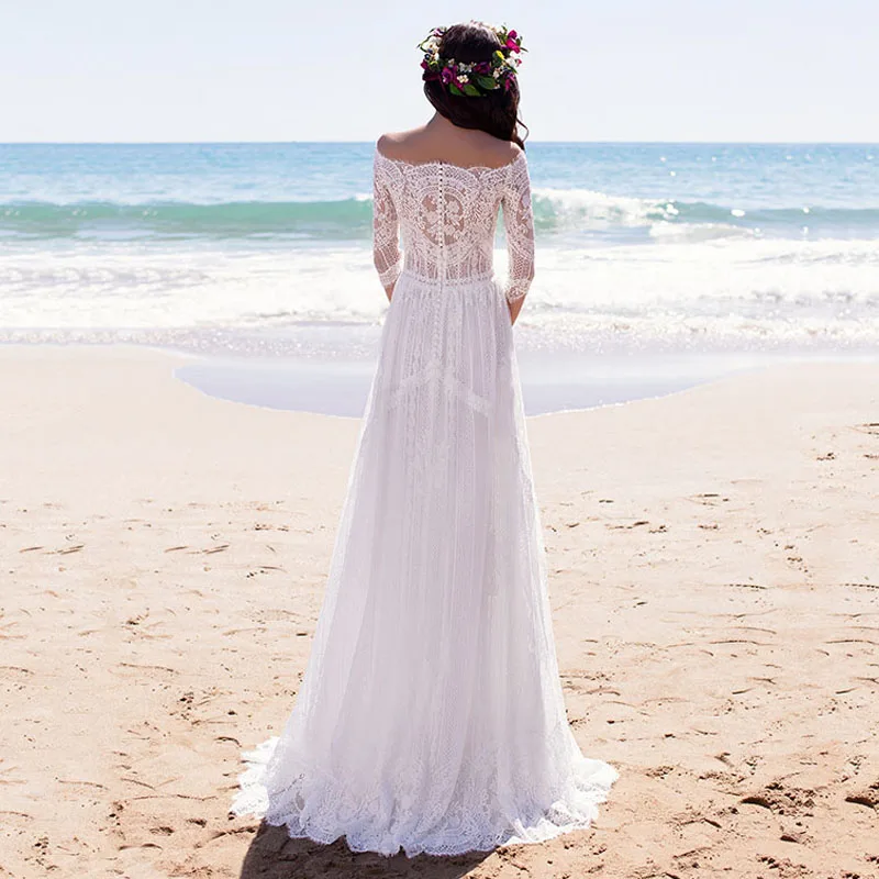 Eightree/свадебное платье с коротким рукавом и вырезом лодочкой es Vestido de noiva винтажное кружевное богемное пляжное свадебное платье Robe de вечерние платья