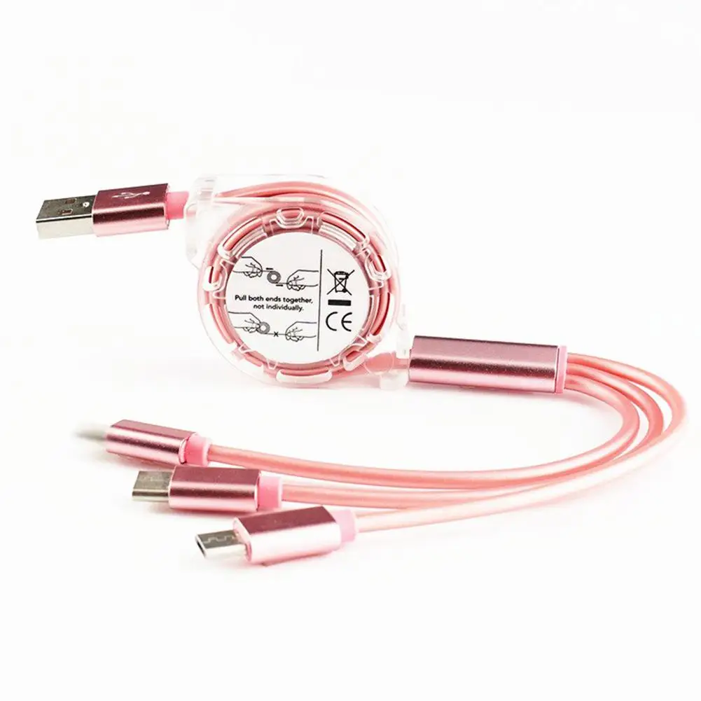 Зарядный кабель 3 в 1 Тип C USB Android кабели с тремя-в-одном для зарядки мобильного