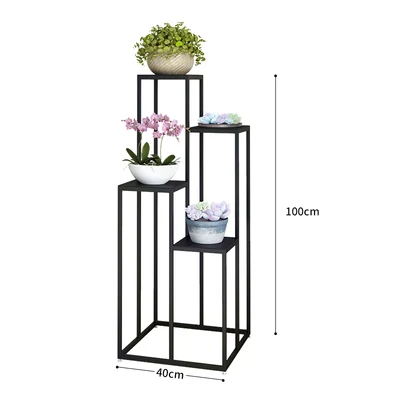 allironframe black M Северное Кованое железо многослойная лестница цветок балкон Крытая Цветочная стойка напольная зеленая стебель Орхидея Цветочный Горшок стойка - Цвет: allironframe black M