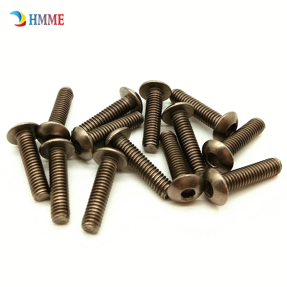Титановый Болт M3 M4 x6-30mm с круглой головкой Шестигранная розетка Ti цвет не полированный шестигранный привод титановые винты Ti крепеж 10 шт