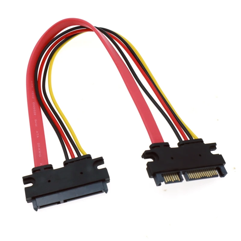 1FT Good Quality 22Pin SATA Cable Male to Female 7+15 Pin Serial ATA Data Power Combo Extension Connector Conterver - купить по