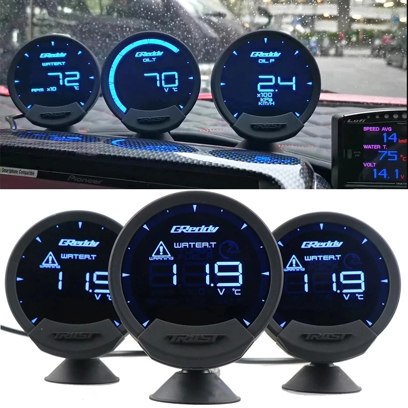 

Car 7 Color Gauge GREDDi Sirius LCD Racing Gauge Turbo Boost speed Water Temp Oil Temp Press Fuel Ratio Tachometer RPM Volts