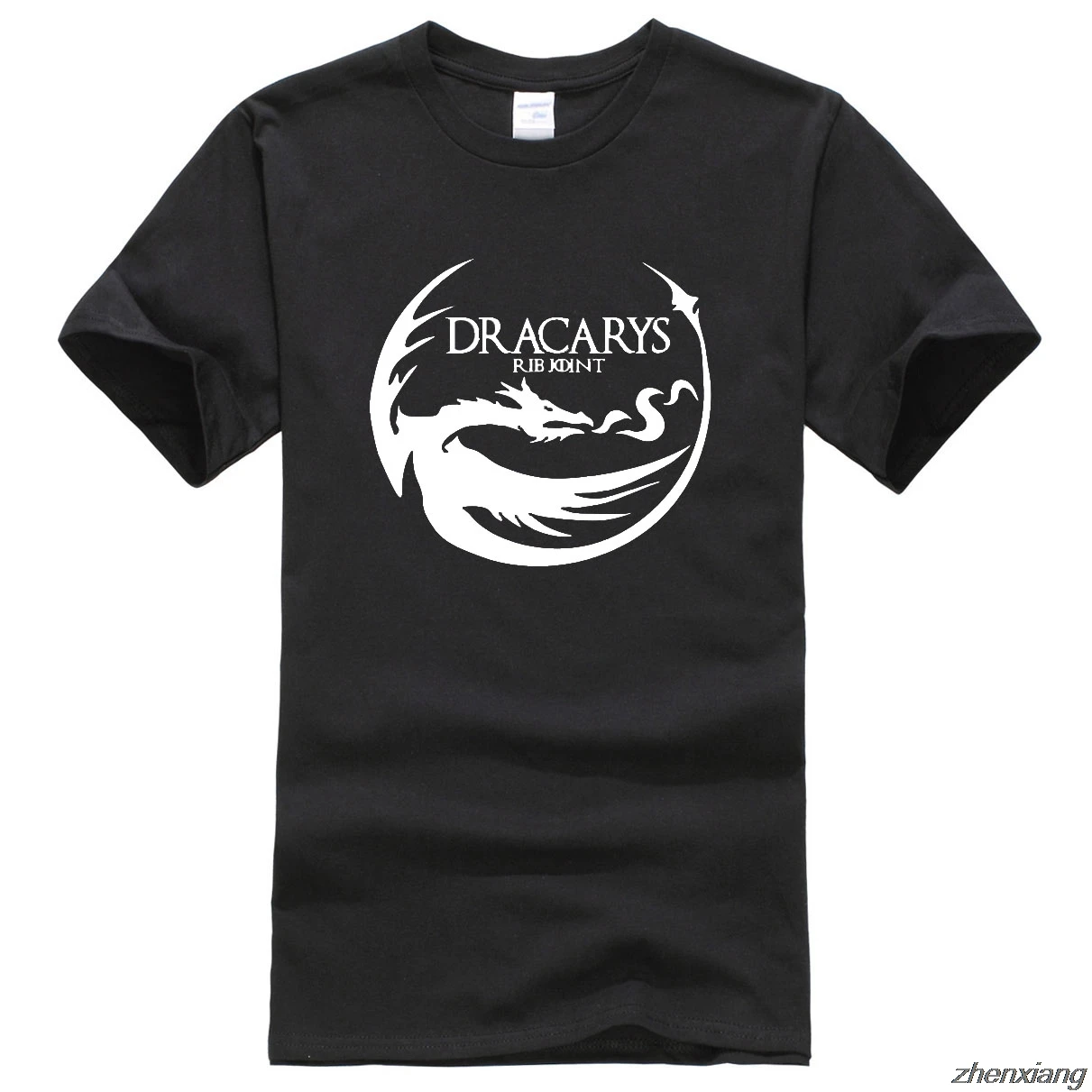 Летняя мужская футболка с короткими рукавами и круглым вырезом Dracarys рисунком