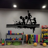 fitness club wall sports fitness gym health muscle dumbbell wall decal vinyl gym art deco wall sticker 1041