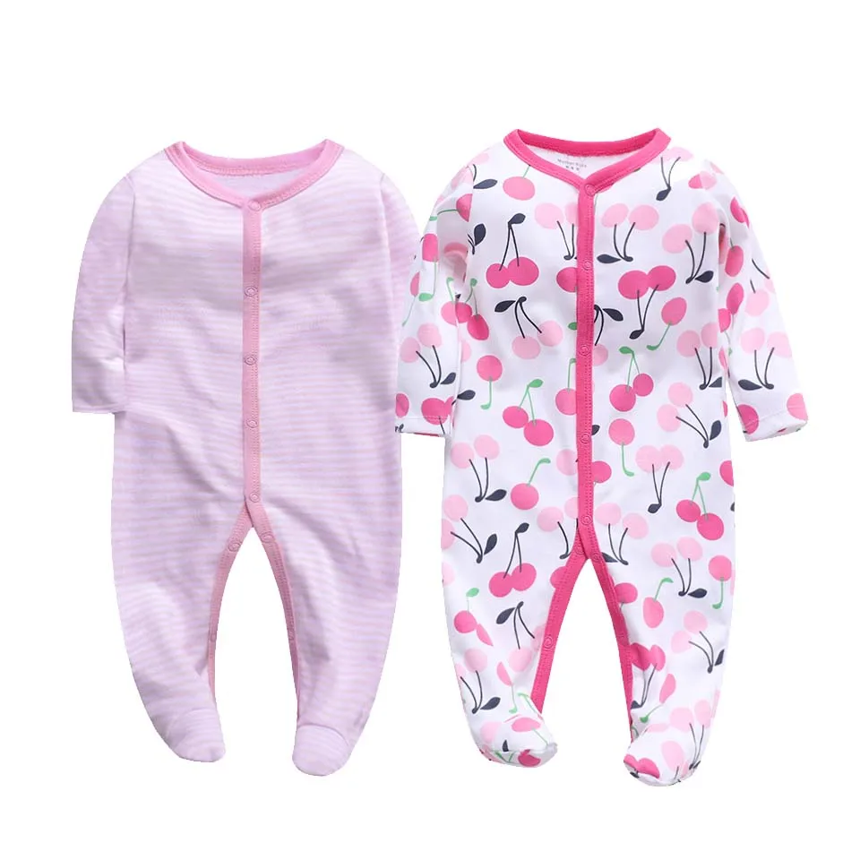 2Pcs/set Newborn Baby Footies Cotton Baby Boy Footies For Kids Clothes Long Sleeve Baby Pajamas Baby Girl 0-12M