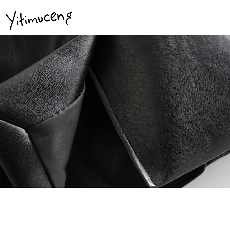 

yitimuceng new leather jacket women 2020 autumn winter street outwear soft PU leather jacket casual fashion faux leather coat
