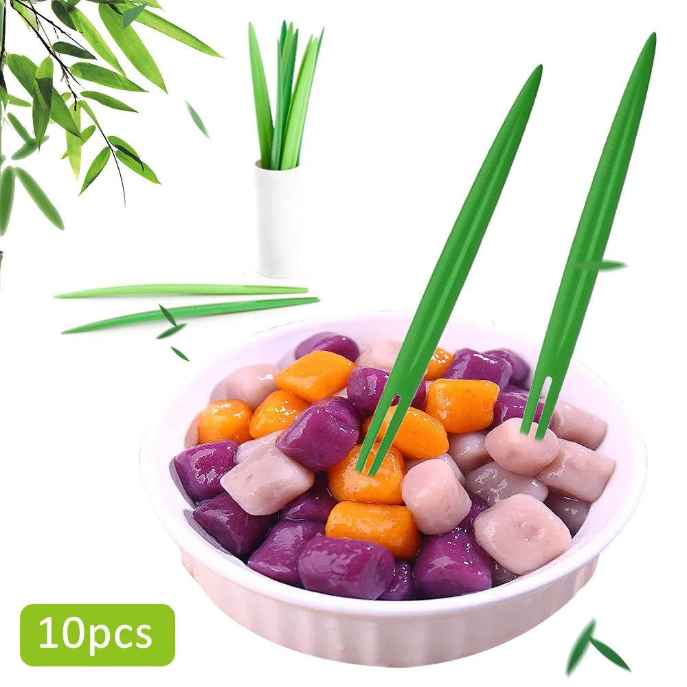 

10pc Bamboo Pick Buffet Pineapple Cactus Leaves Cupcake Kitchen Fruit Fork Dessert Salad Stick Cocktail Skewer For Party Decor