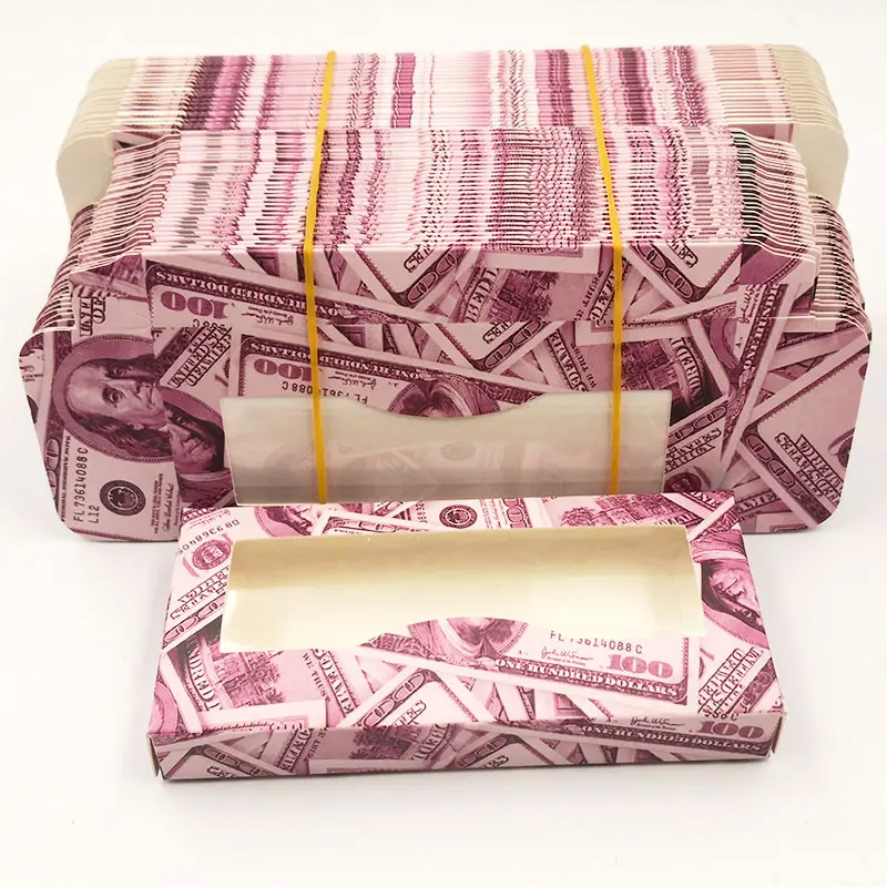 

NEW 200 pcs Wholesale False Eyelash Packaging Cardboard Box Pink Custom Logo 3d Mink eyelashes Holography Boxes Empty box