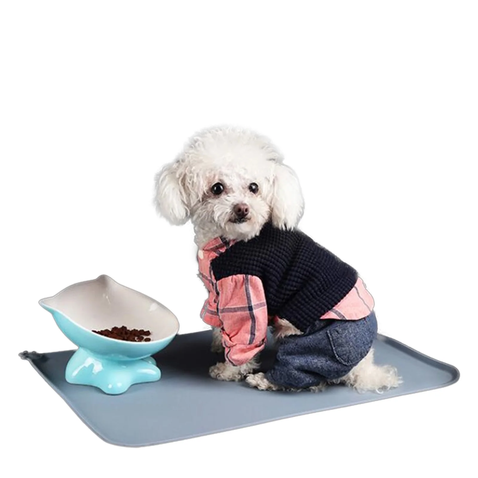 Водонепроницаемый коврик для домашних питомцев однотонный силиконовый миска