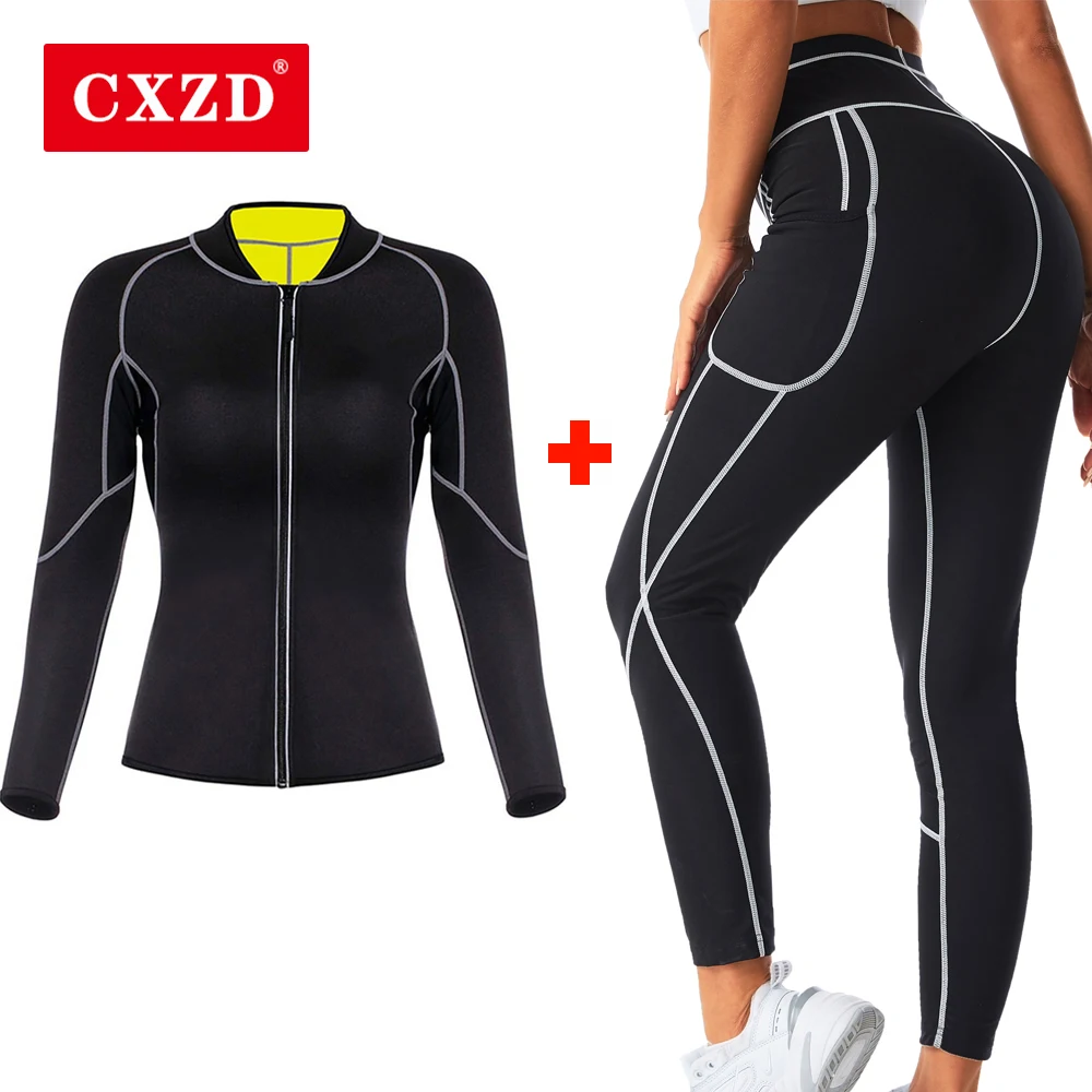 CXZD-traje de Sauna caliente para mujer, pantalones de sudor de neopreno, moldeadores de sudoración, pérdida de peso, corsé quemagrasas, moldeador corporal adelgazante