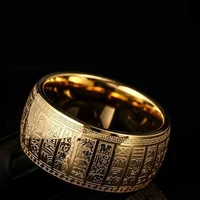 simple punk wide 11mm chinese amulet mantra rune stainless steel rings for men jewelry gift