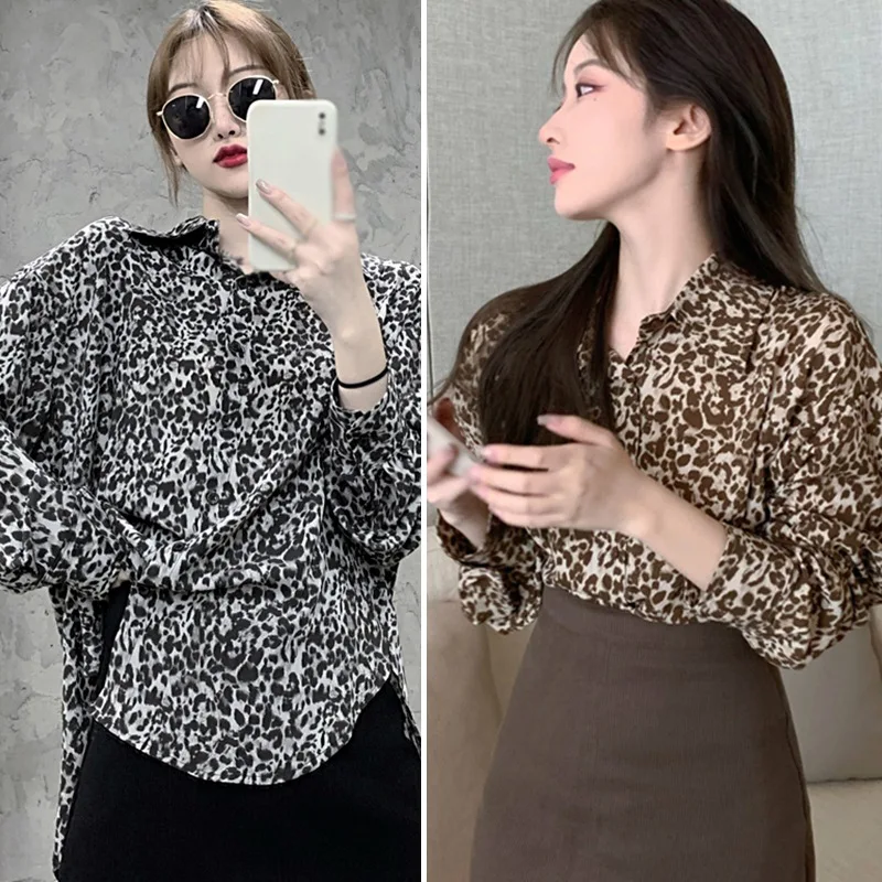 

Spring Autumn Women Blouses BF Style Shirt Harajuku Tops Print Long Sleeve Shirts Female Streetwear Blouses