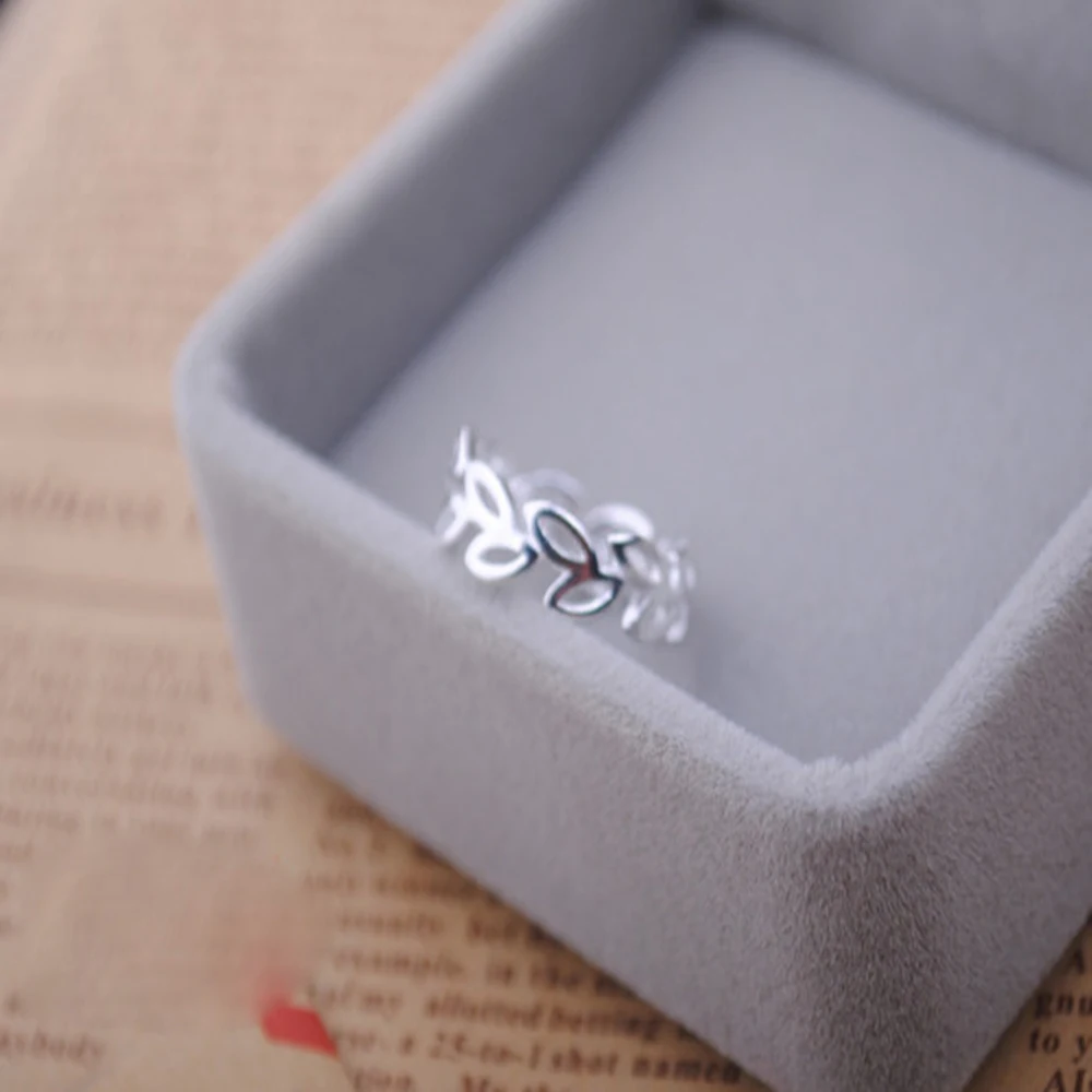 New 925 Silver Color Wedding Rings For Women Party Gift Fashion Sterling Jewelry Simple Hollow Leaves Open Ring Wholesale | Украшения и