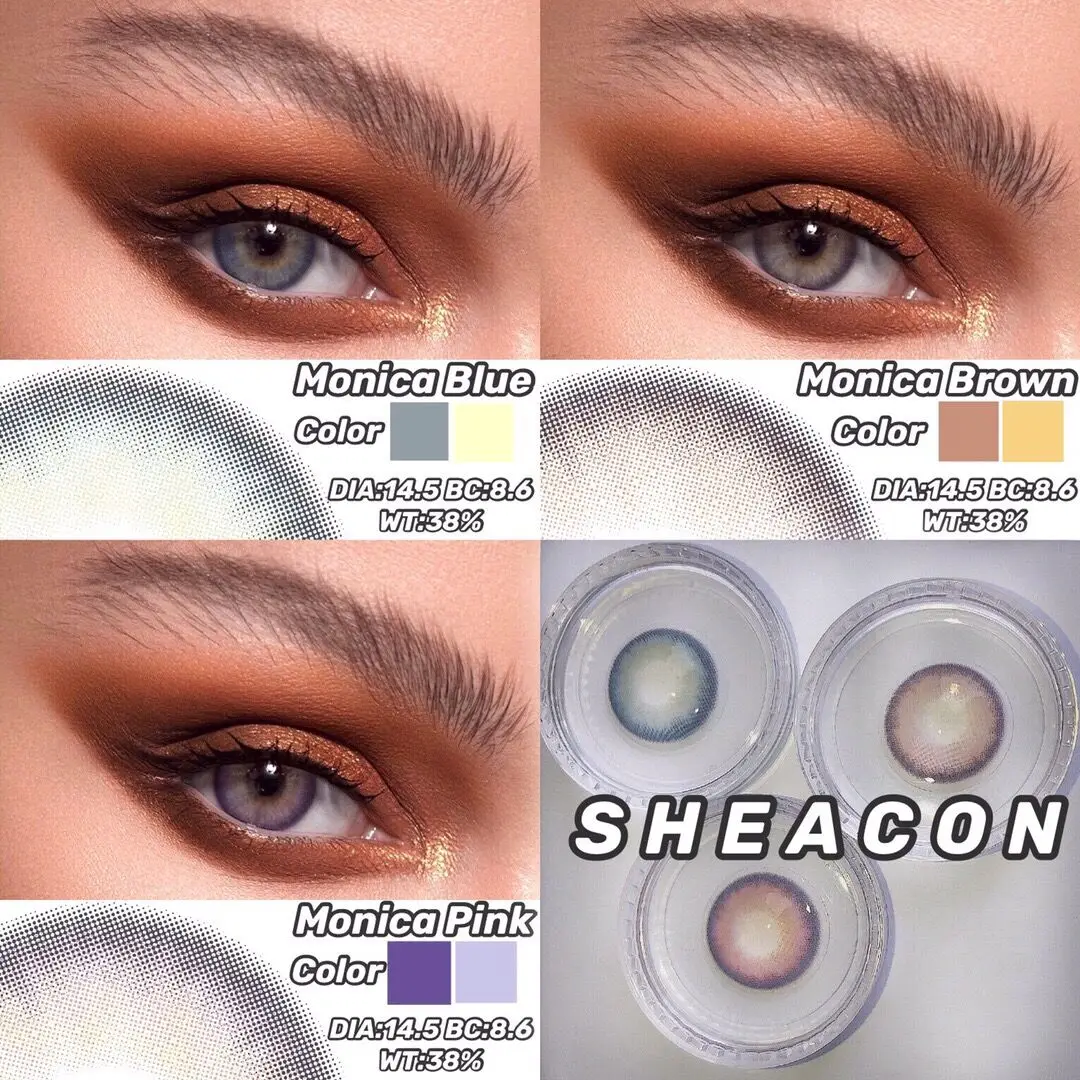 

MOONZI MONICA pink contact lens BIG Beautiful Pupil 14.5mm Colorful Contact Lenses for eyes yearly natural Myopia prescription