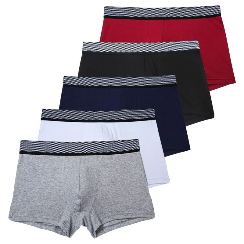 

5pcs/Lot Men Underwear Sexy Breathable Underpants Man Boxer Briefs Solid Men's Cotton Shorts Intimate Clothing Heren Ondergoed