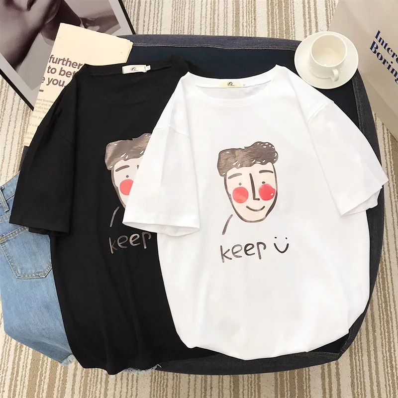 

Kawaii Print T Shirt Women 90s Harajuku Fashion T-shirt Graphic Cute Cartoon Tshirt Korean Style Top Tees Female L0415