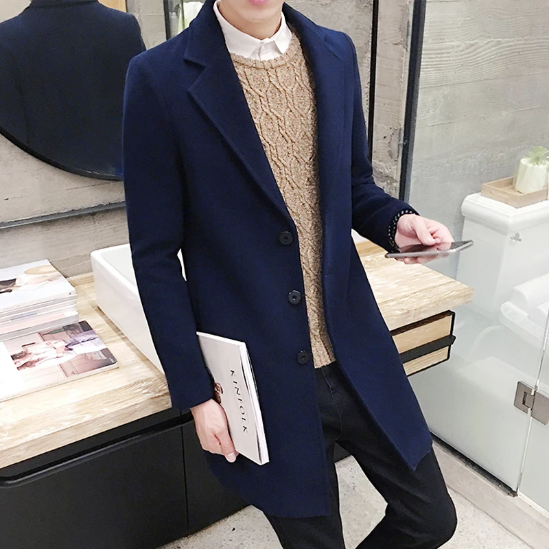 

2019 Winter New , Stylish Men's High Version Scheduled Long Trench Jacket, High Quality Men's Casual Slim Windbreaker Wool Coat