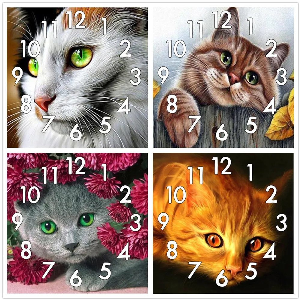 

Dpsprue Full Diamond Painting Cross Stitch Christmas Animal Cat Mechanism Mosaic 5D Diy Square Round 3d Embroidery Gift