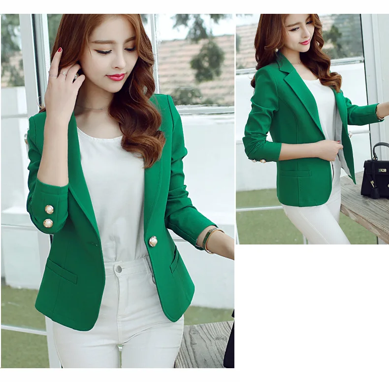 

2020 Spring And Autumn Women's Korean Small West Slim Long Sleeve Solid Jacket Suit Single Button Office Lady Women Blazer S-xxl