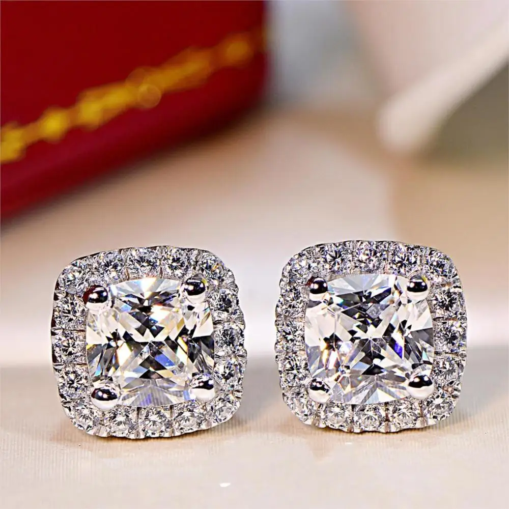 Женские серьги-гвоздики из настоящего стерлингового серебра 925 пробы