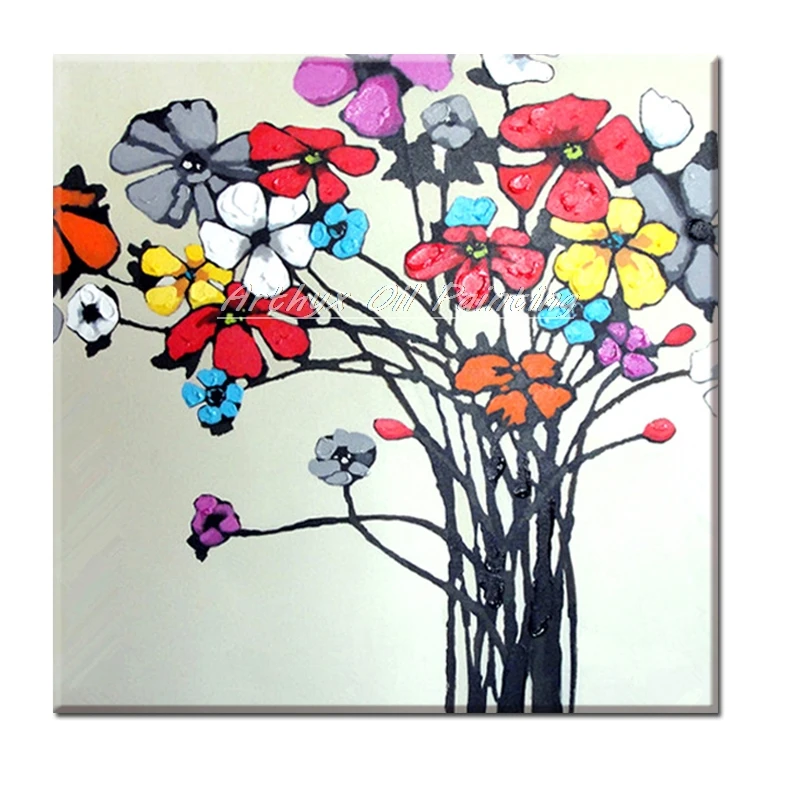 Arthyx Искусство Ручная роспись стены Цветущий красивый цветок Масляные картины на