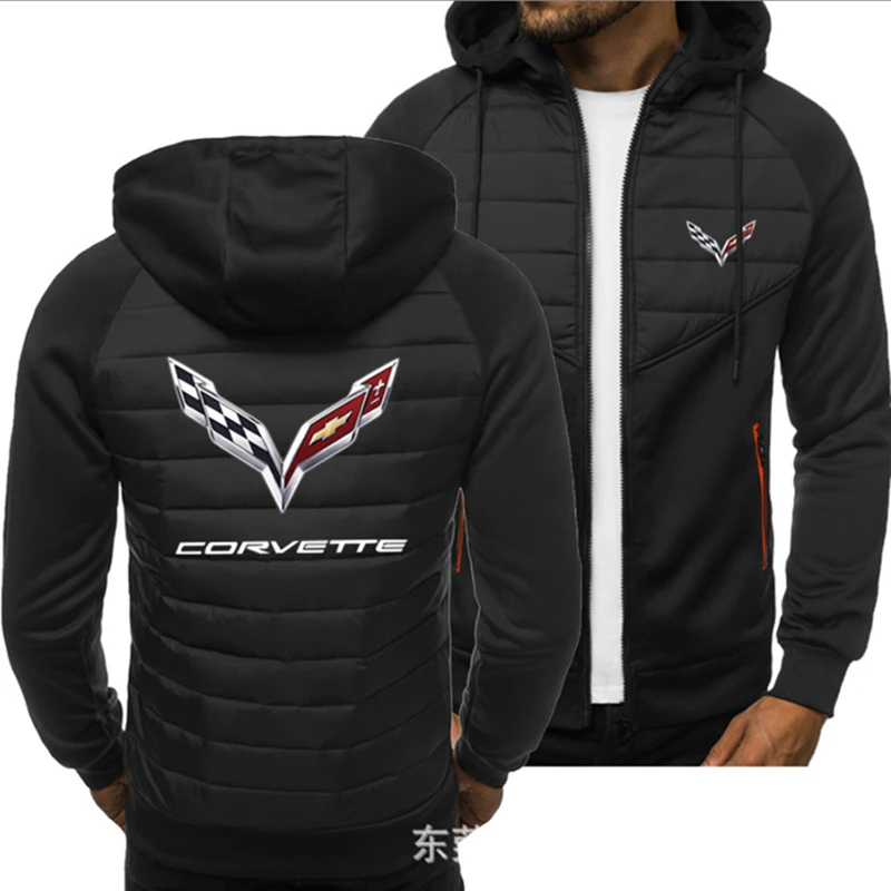 

Spring and autumn Hoodie men's CORVETTE logo car animation fun printing high quality cotton men's Jacket Hoodie hip hop casual