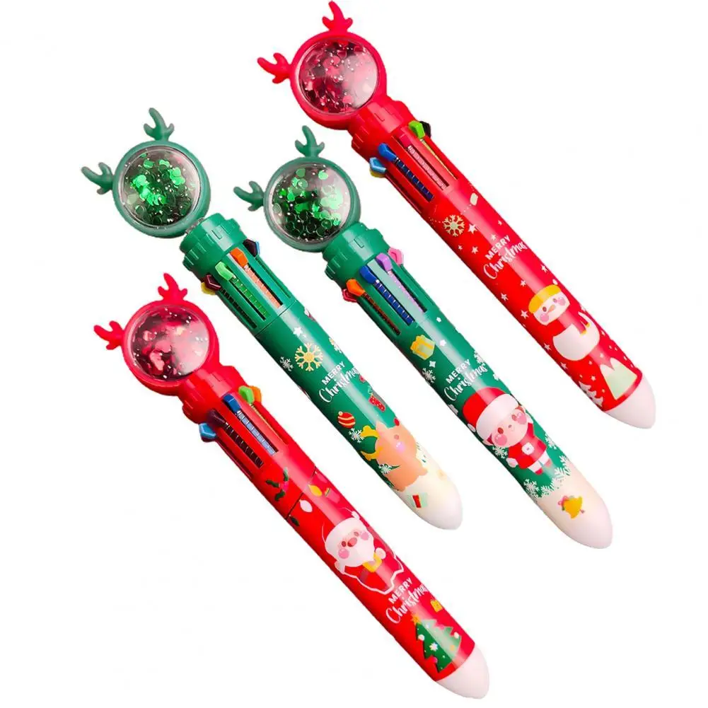 

0.5mm Ballpoint Pen 10 Colors Santa Claus Lovely Fluent Shape Stylish Rollerball Pen Snap Design Oily Ink Gel Pen Ballpoint Pen