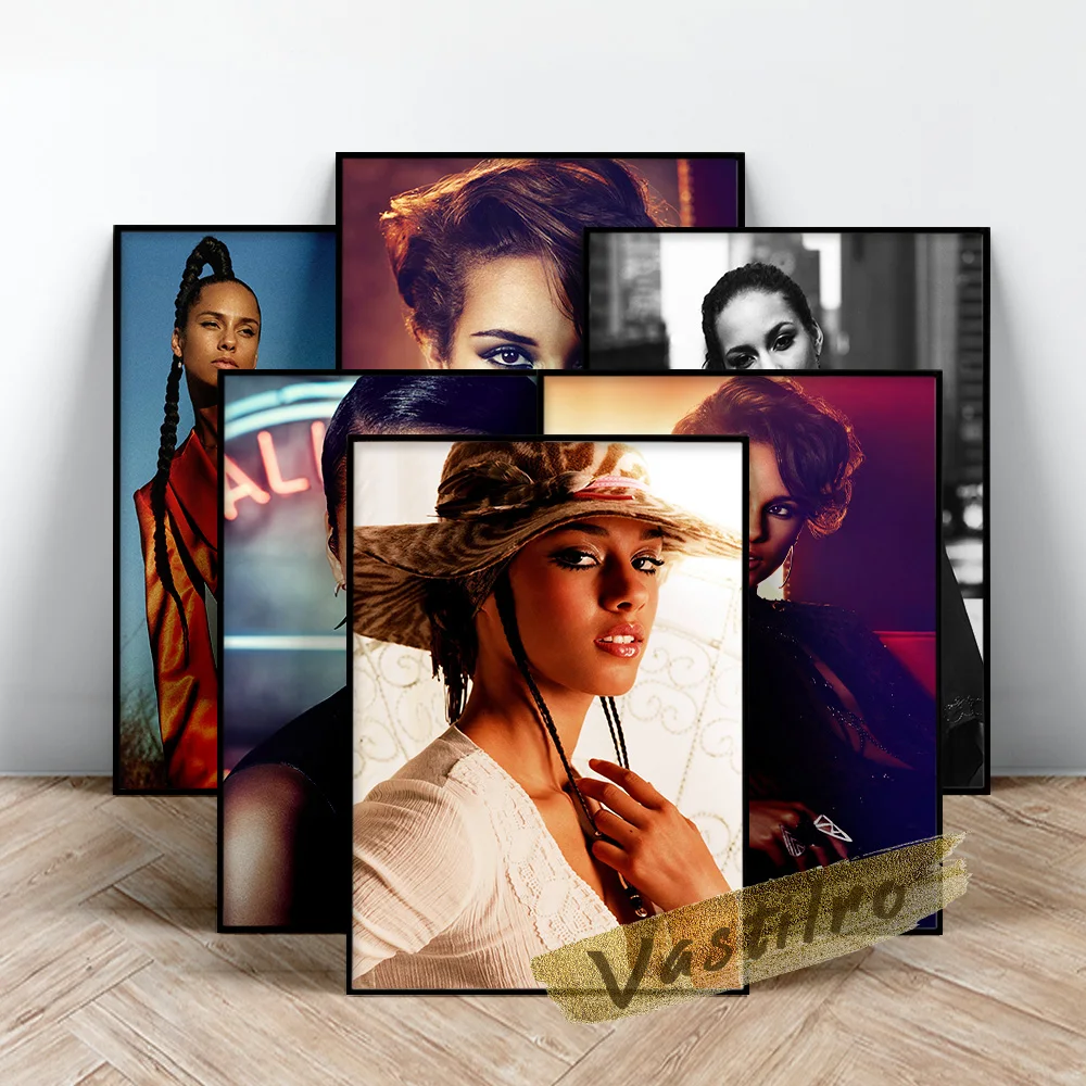 

Alicia Keys Poster, America Singer Alicia Keys Wall Art, Music Female Star Wall Picture, Cool Girl Portrait Painting, Fans Gift