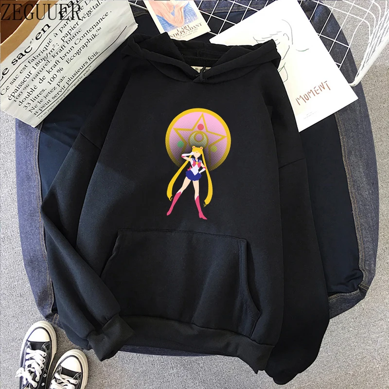 

New arrival sailor moon graphic sweatshirt Cute Loose Women's Japanese Kawaii Ulzzang Female Korean Harajuku Clothing For Women