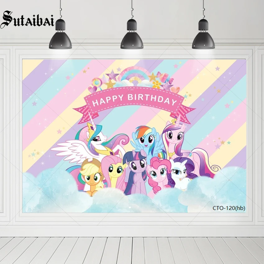 

My Little Unicorn Sky Cloud Rainbow Stars Photography Background Baby Shower Birthday Girls Customized Banner Photo Backdrop