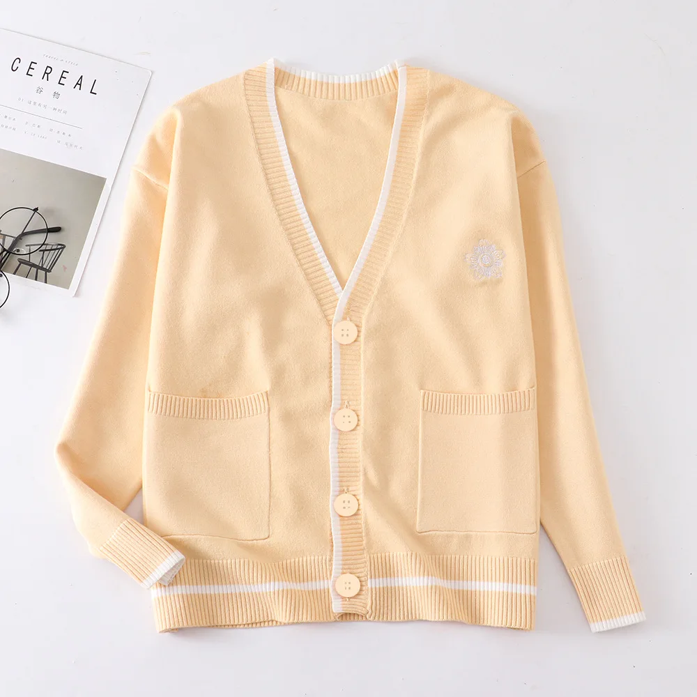Japanese Jk Uniform Cardigan Loose Lazy Sweet Long Sleeve Sweater for Students School | Тематическая одежда и униформа